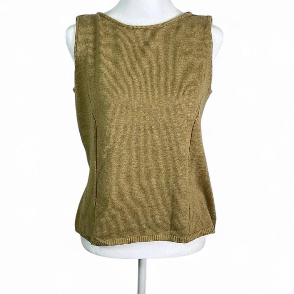 Liz Claiborne Tan Linen Cotton Sleeveless Top Size Small